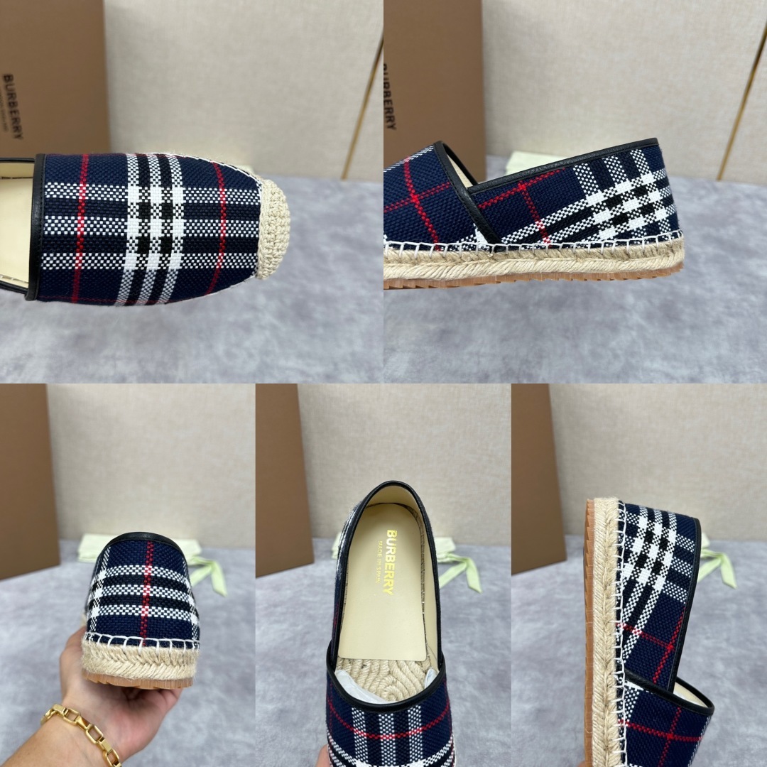 💋💍B家 渠道出口公司级订单 春夏季新品 草编渔夫鞋来袭 踏青春季必备鞋,鞋面采用原版棉质格纹帆布/彩印