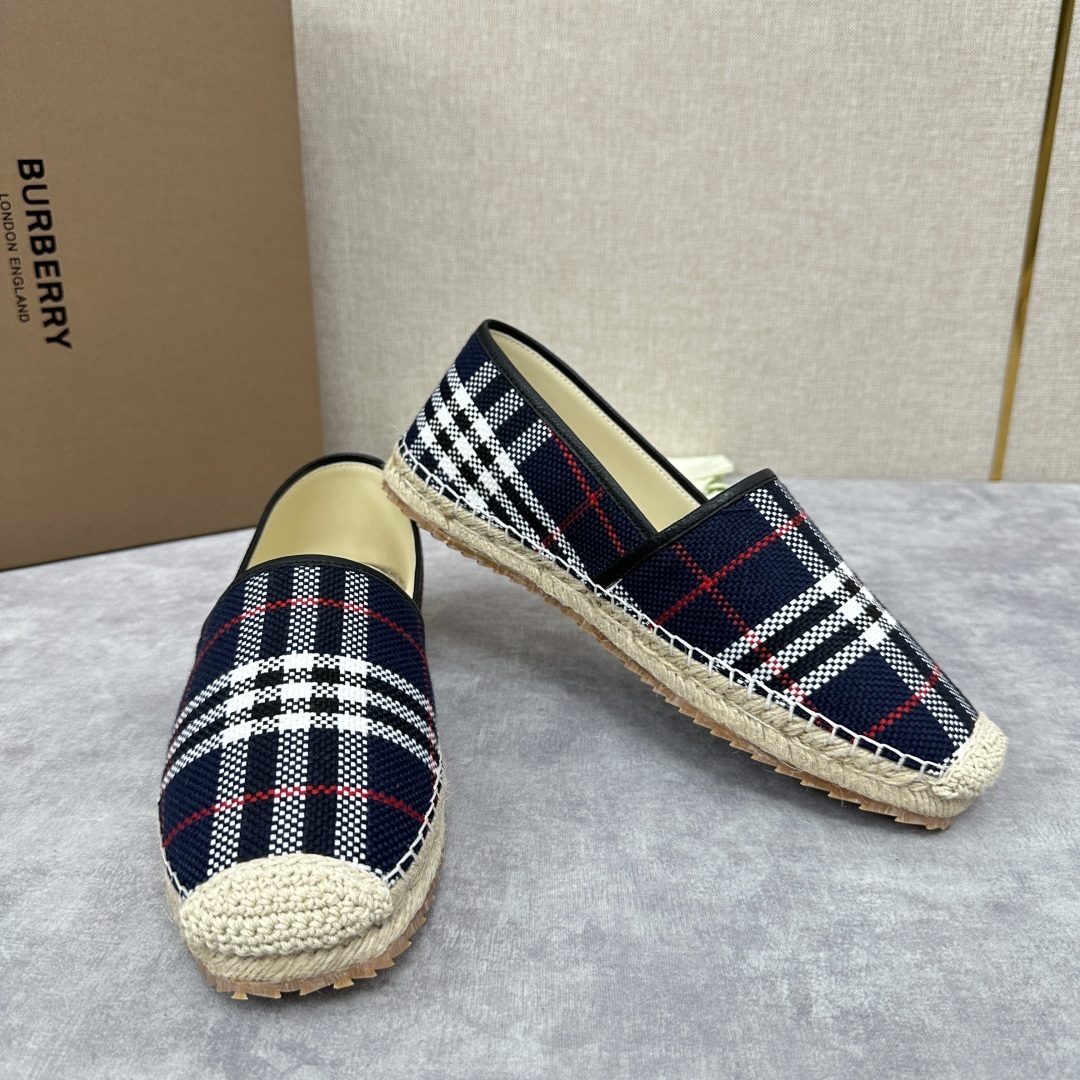 💋💍B家 渠道出口公司级订单 春夏季新品 草编渔夫鞋来袭 踏青春季必备鞋,鞋面采用原版棉质格纹帆布/彩印