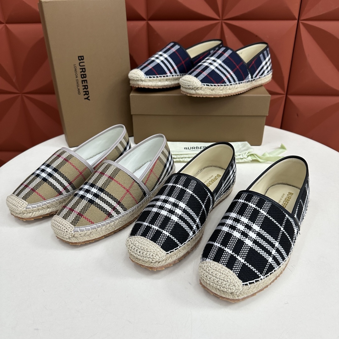 💋💍B家 渠道出口公司级订单 春夏季新品 草编渔夫鞋来袭 踏青春季必备鞋,鞋面采用原版棉质格纹帆布/彩印