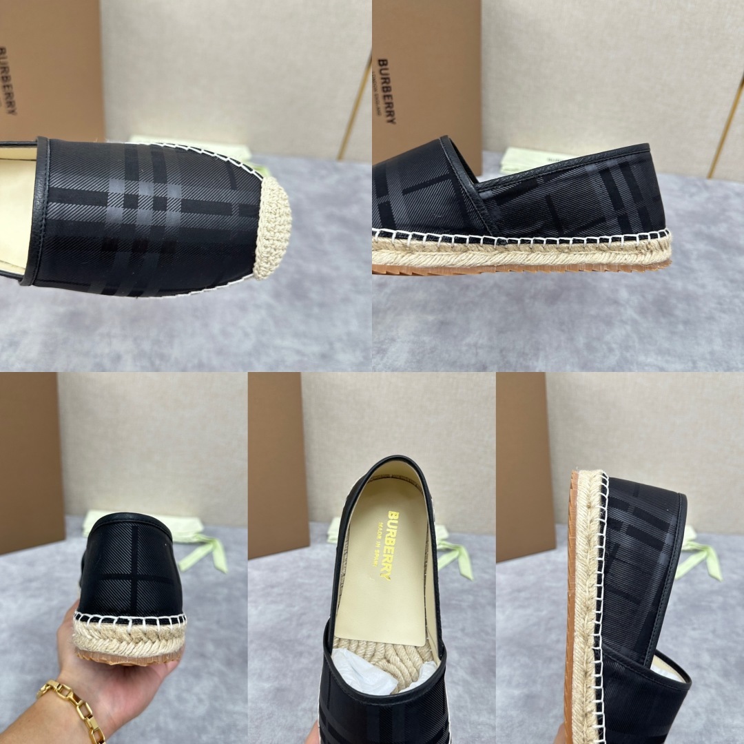 💋💍B家 渠道出口公司级订单 春夏季新品 草编渔夫鞋来袭 踏青春季必备鞋,鞋面采用原版棉质格纹帆布/彩印