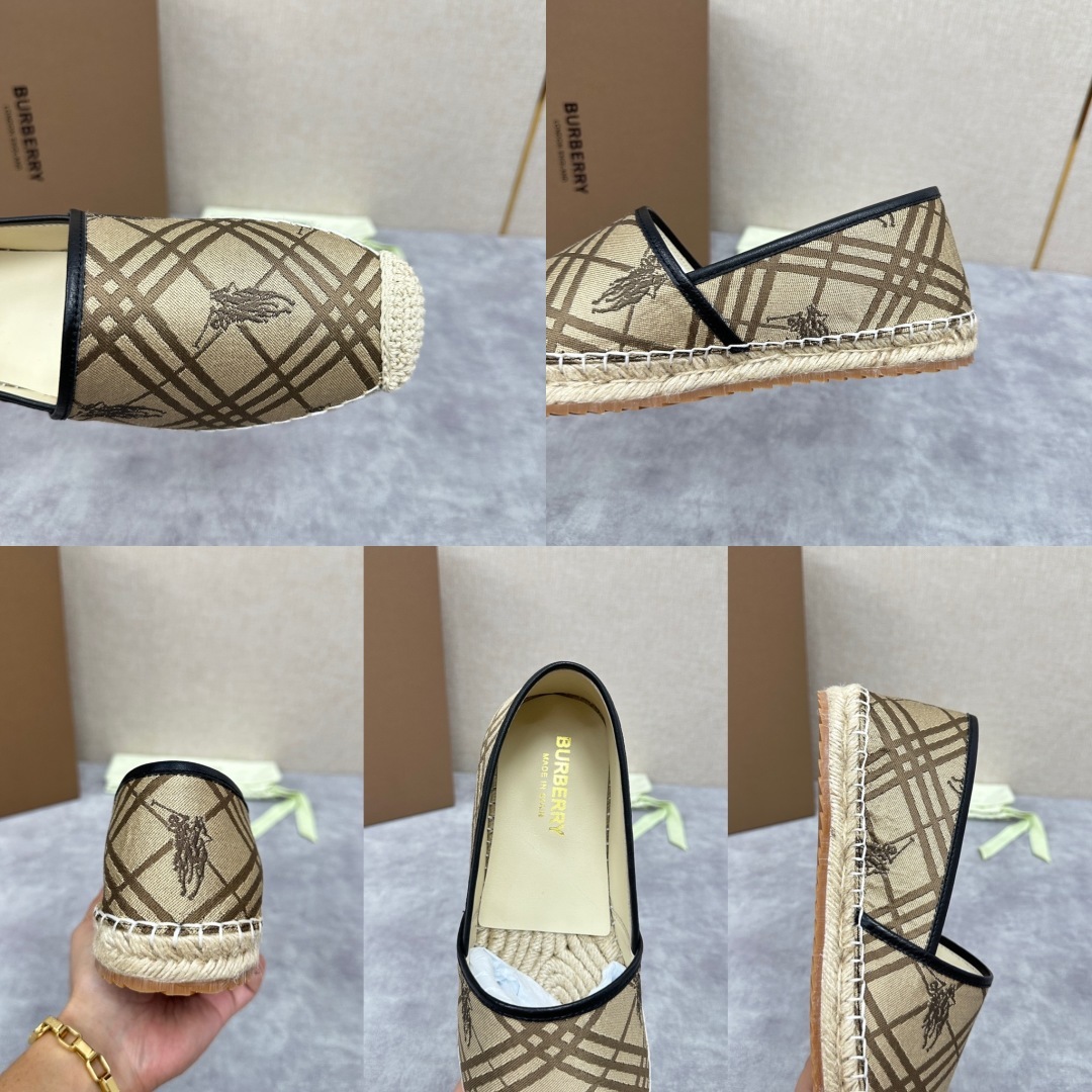💋💍B家 渠道出口公司级订单 春夏季新品 草编渔夫鞋来袭 踏青春季必备鞋,鞋面采用原版棉质格纹帆布/彩印