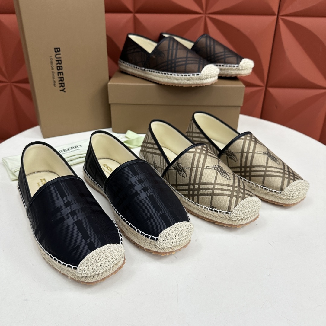 💋💍B家 渠道出口公司级订单 春夏季新品 草编渔夫鞋来袭 踏青春季必备鞋,鞋面采用原版棉质格纹帆布/彩印