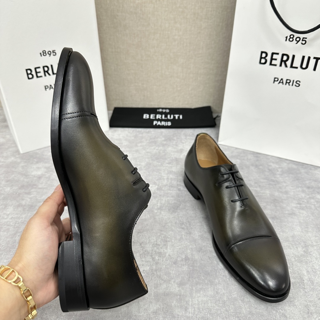 💋💍客定新款Berlut* 布鲁提 手工精品男士皮鞋  专柜同步火热款 固特异手工冷粘 纯手工上色工艺 