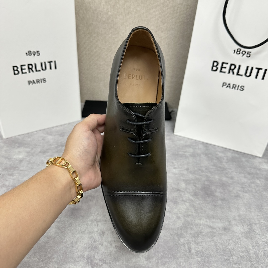 💋💍客定新款Berlut* 布鲁提 手工精品男士皮鞋  专柜同步火热款 固特异手工冷粘 纯手工上色工艺 