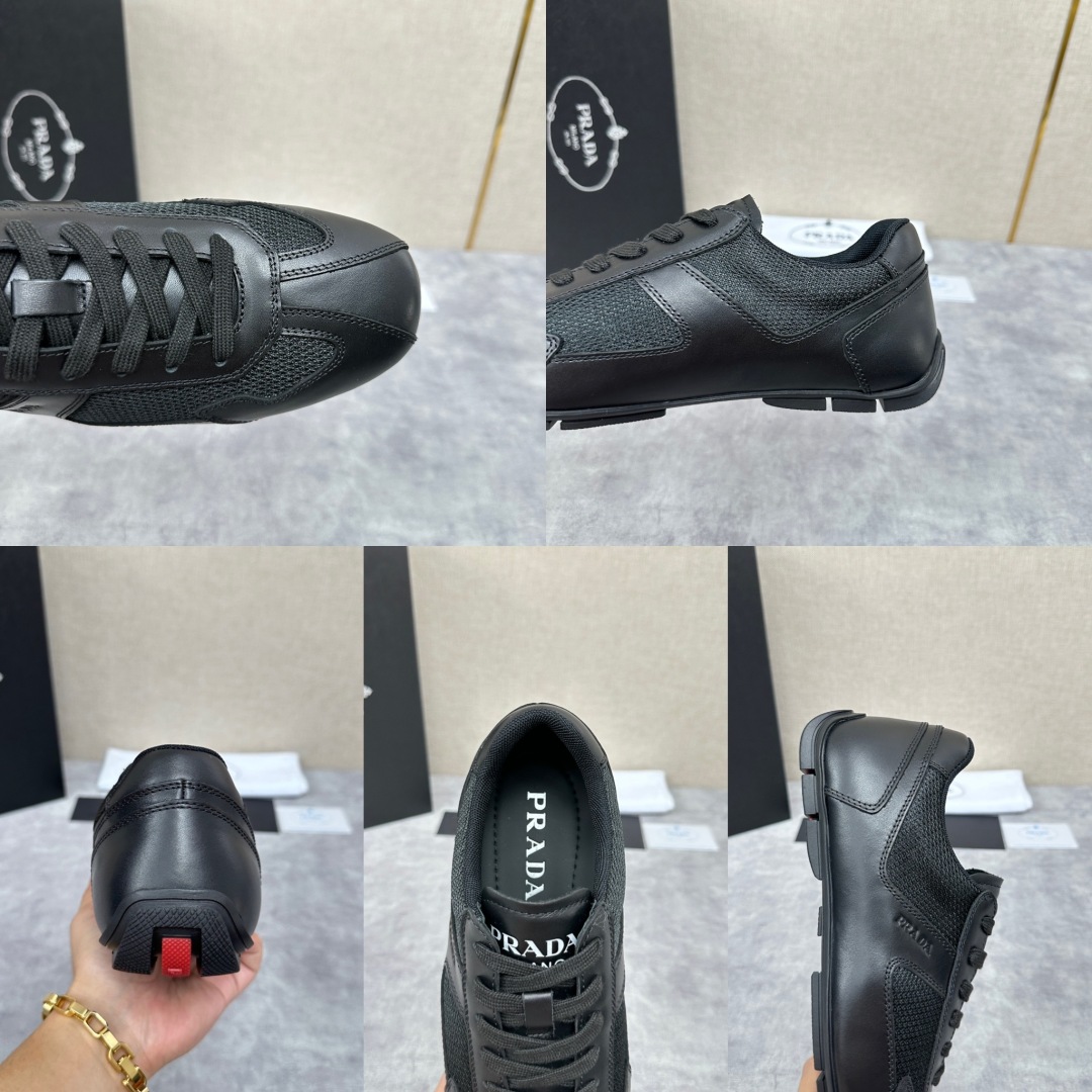 💋💍P家新品  Prad* 红标系列复古慢跑运动鞋 官方6800 采用网布拼接牛皮皮打造，极具Prad*