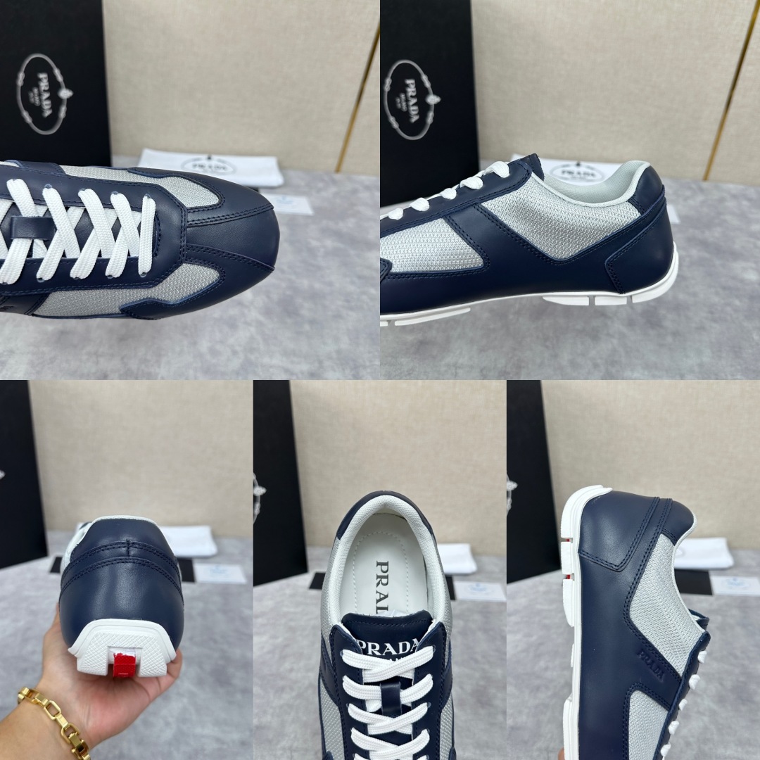 💋💍P家新品  Prad* 红标系列复古慢跑运动鞋 官方6800 采用网布拼接牛皮皮打造，极具Prad*