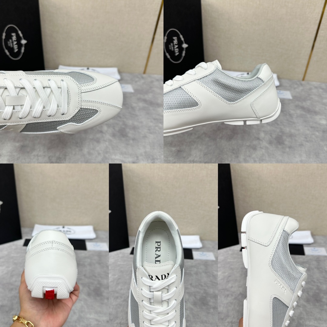 💋💍P家新品  Prad* 红标系列复古慢跑运动鞋 官方6800 采用网布拼接牛皮皮打造，极具Prad*