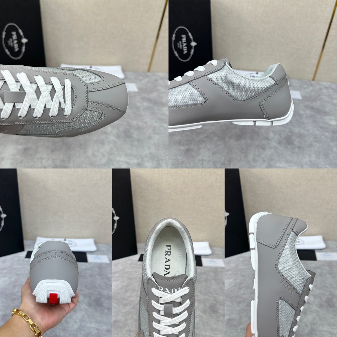 💋💍P家新品  Prad* 红标系列复古慢跑运动鞋 官方6800 采用网布拼接牛皮皮打造，极具Prad*