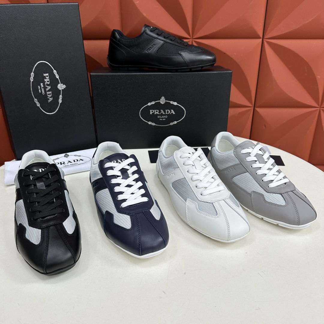💋💍P家新品  Prad* 红标系列复古慢跑运动鞋 官方6800 采用网布拼接牛皮皮打造，极具Prad*