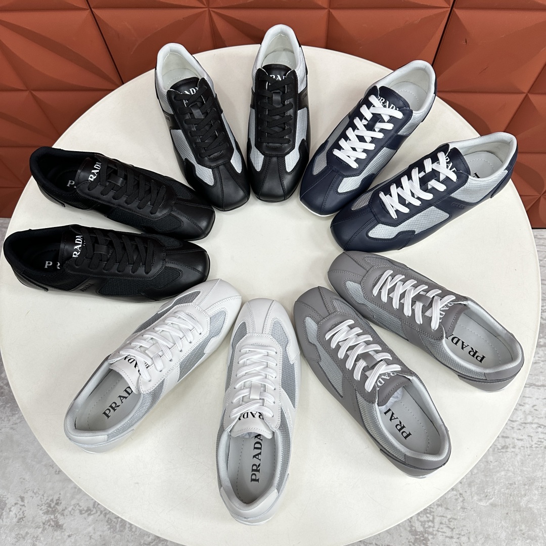 💋💍P家新品  Prad* 红标系列复古慢跑运动鞋 官方6800 采用网布拼接牛皮皮打造，极具Prad*