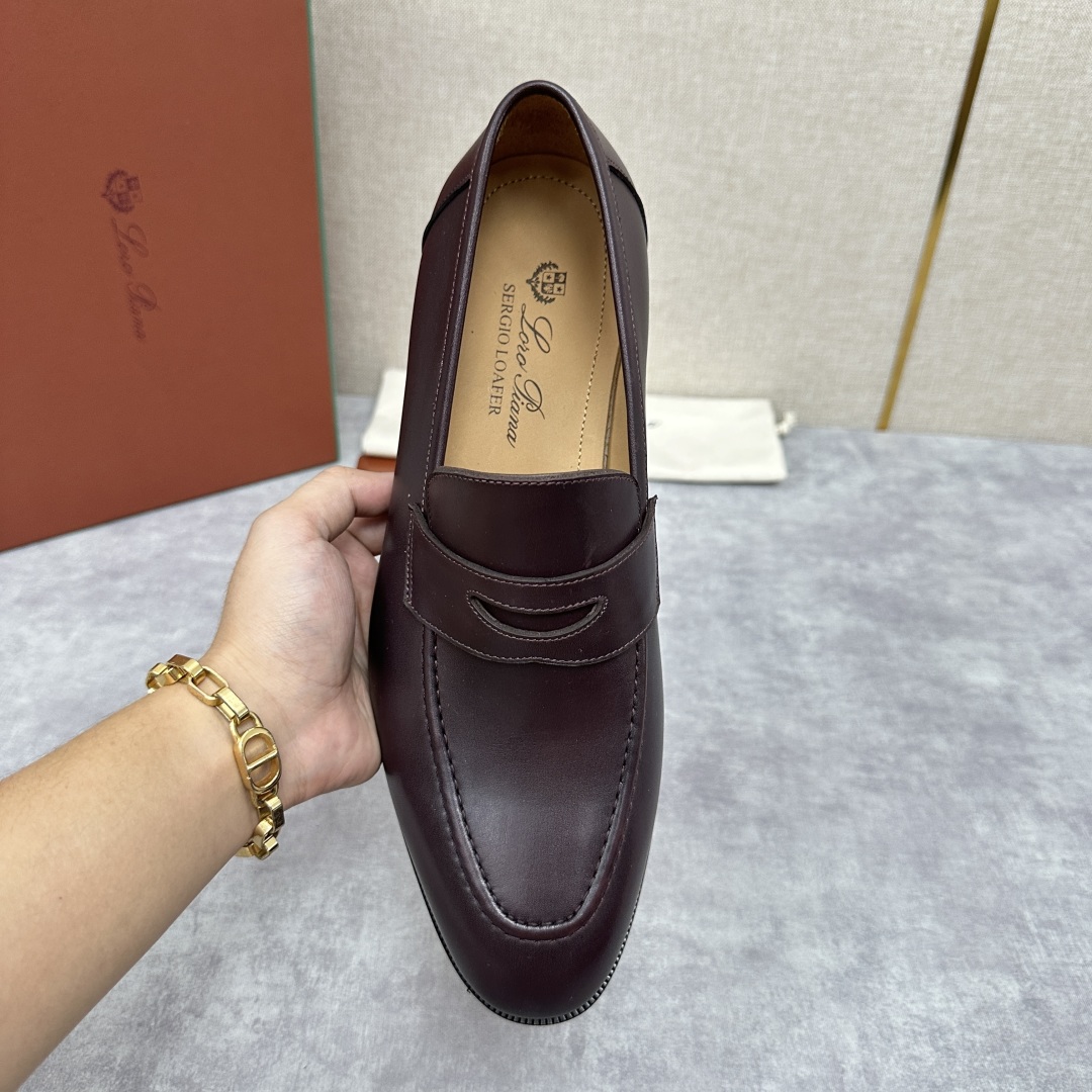💋💍LP家新品    Loro Pian*  诺悠*翩雅  休闲一脚蹬乐福皮鞋鞋  选用牛皮磨砂牛皮打造