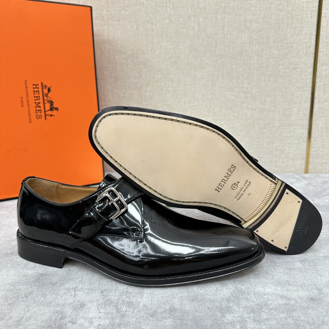 💋💍H家新品   Herme* H 爱马-仕  男士正装鞋皮鞋       单搭扣孟克鞋     采用进