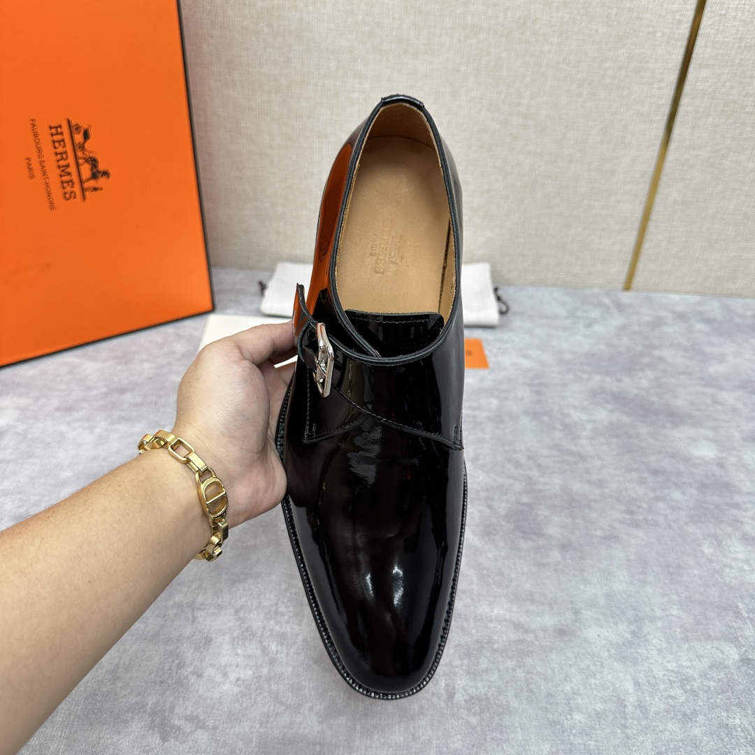 💋💍H家新品   Herme* H 爱马-仕  男士正装鞋皮鞋       单搭扣孟克鞋     采用进