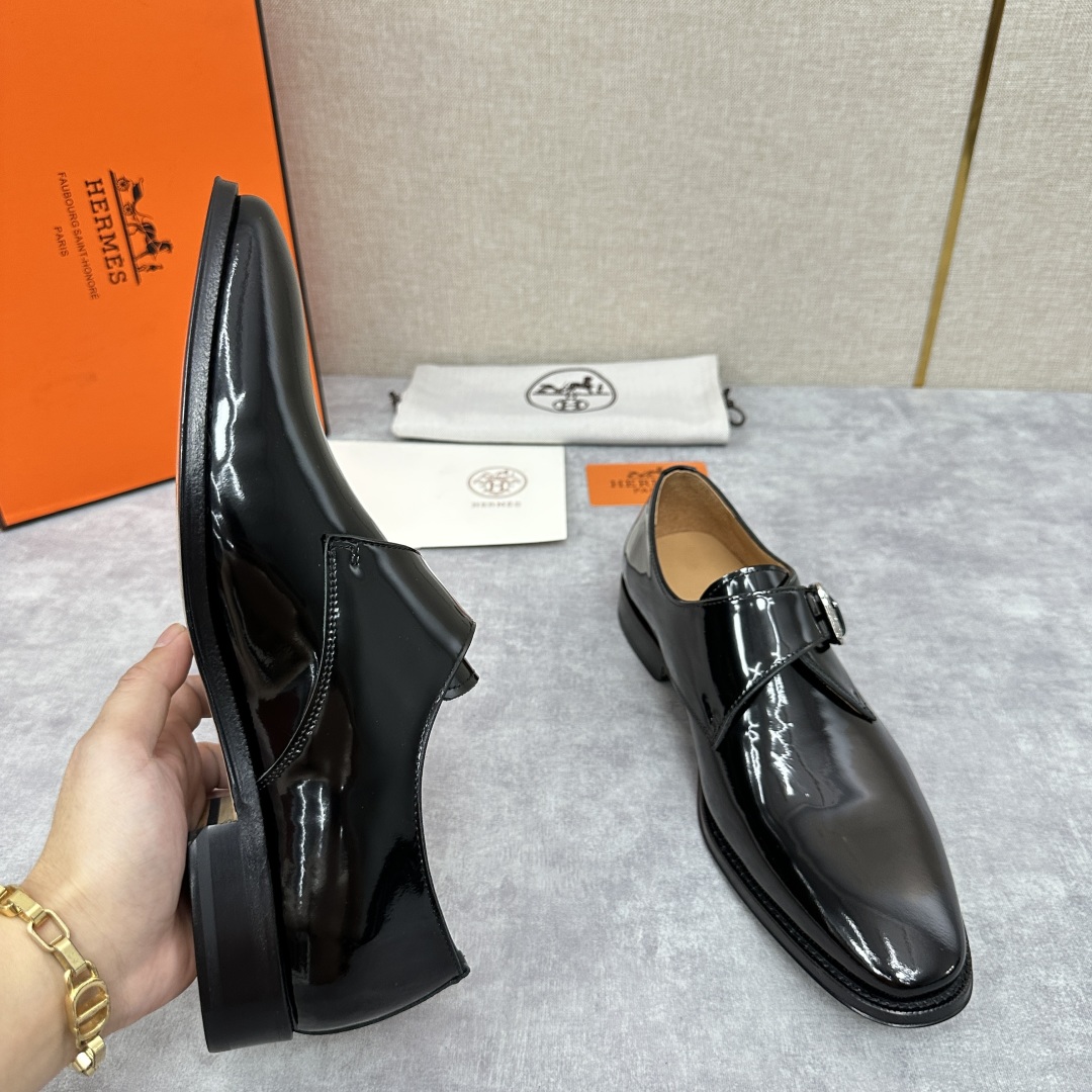 💋💍H家新品   Herme* H 爱马-仕  男士正装鞋皮鞋       单搭扣孟克鞋     采用进