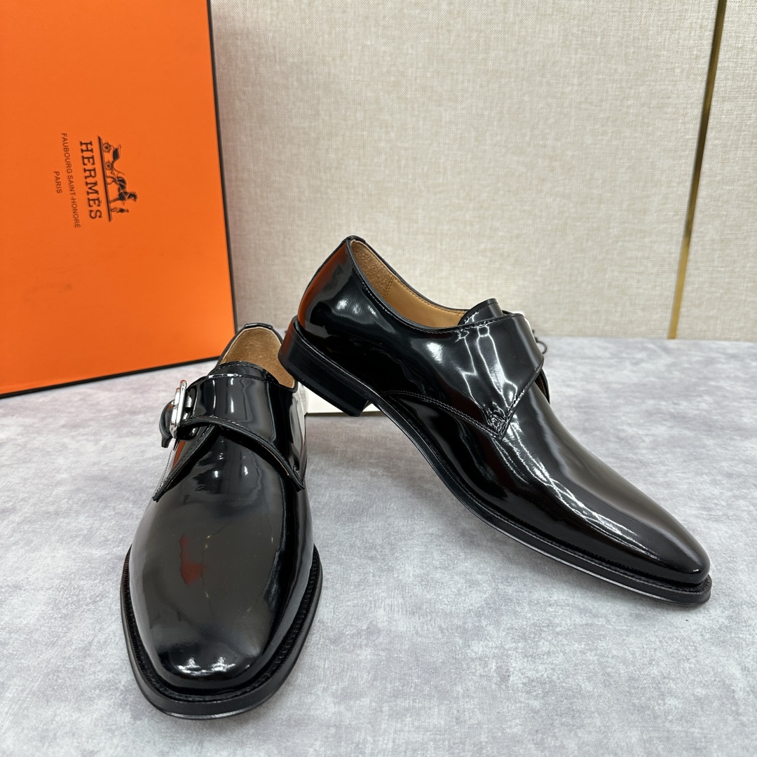 💋💍H家新品   Herme* H 爱马-仕  男士正装鞋皮鞋       单搭扣孟克鞋     采用进