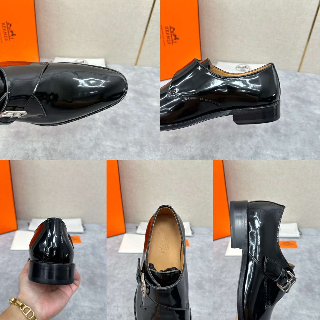 💋💍H家新品   Herme* H 爱马-仕  男士正装鞋皮鞋       单搭扣孟克鞋     采用进