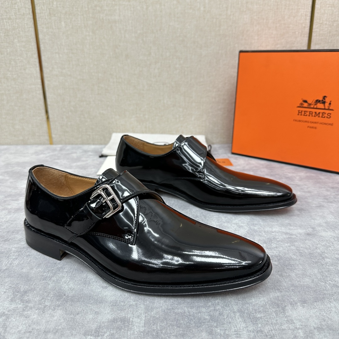 💋💍H家新品   Herme* H 爱马-仕  男士正装鞋皮鞋       单搭扣孟克鞋     采用进