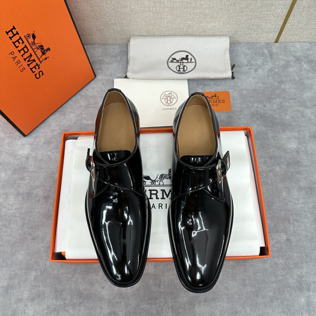 💋💍H家新品   Herme* H 爱马-仕  男士正装鞋皮鞋       单搭扣孟克鞋     采用进