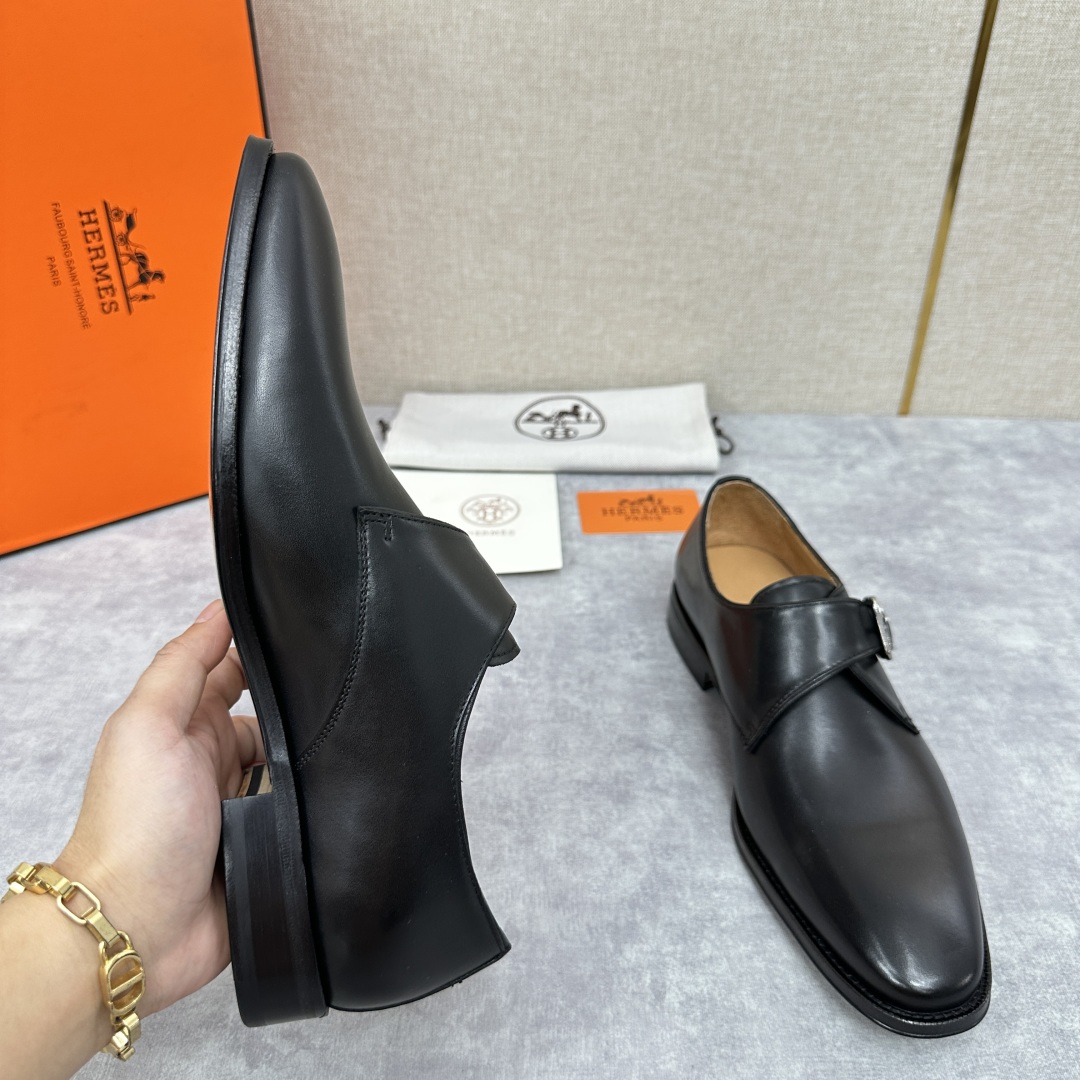 💋💍H家新品   Herme* H 爱马-仕  男士正装鞋皮鞋       单搭扣孟克鞋     采用进