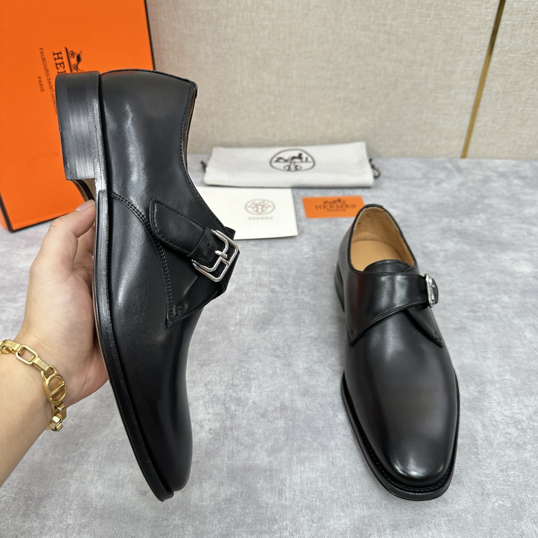💋💍H家新品   Herme* H 爱马-仕  男士正装鞋皮鞋       单搭扣孟克鞋     采用进