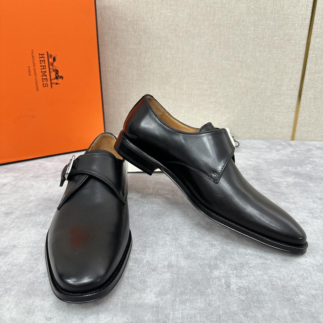 💋💍H家新品   Herme* H 爱马-仕  男士正装鞋皮鞋       单搭扣孟克鞋     采用进