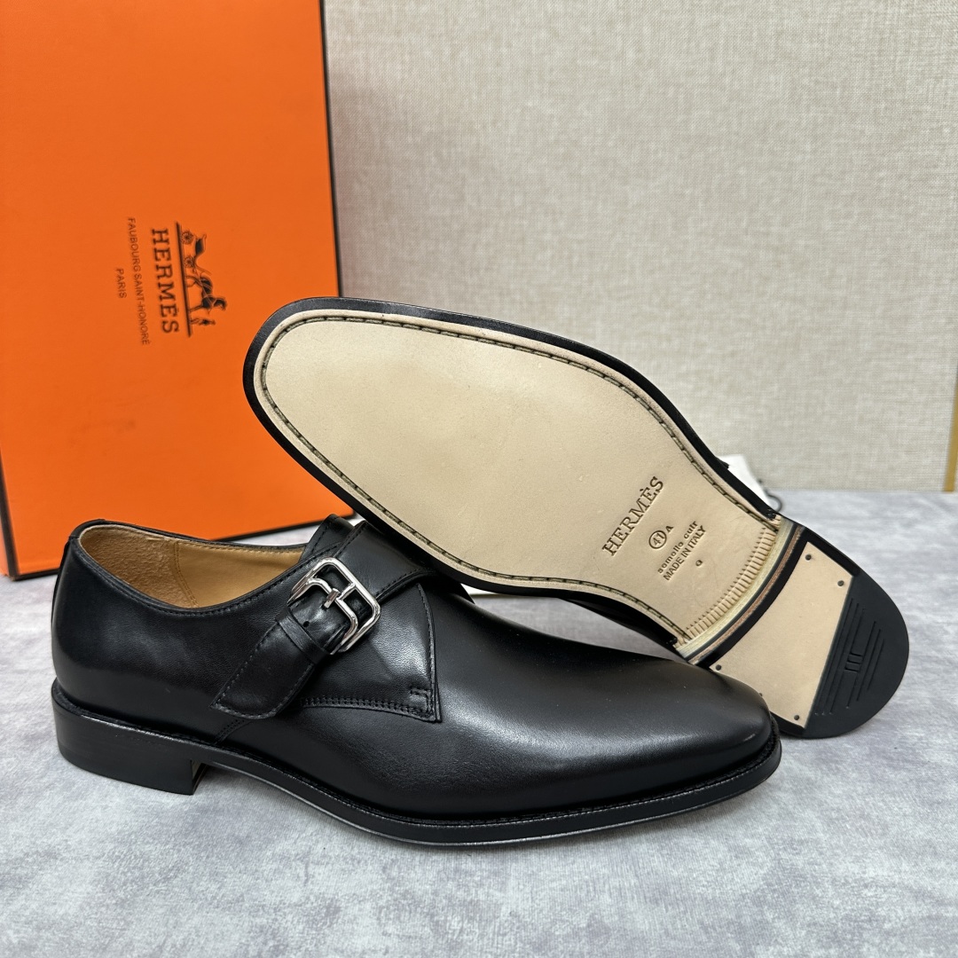 💋💍H家新品   Herme* H 爱马-仕  男士正装鞋皮鞋       单搭扣孟克鞋     采用进