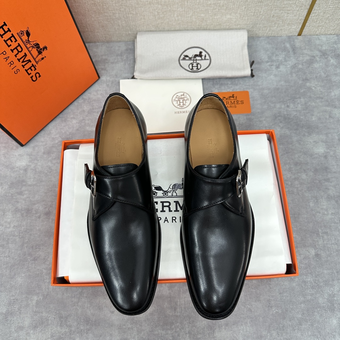 💋💍H家新品   Herme* H 爱马-仕  男士正装鞋皮鞋       单搭扣孟克鞋     采用进