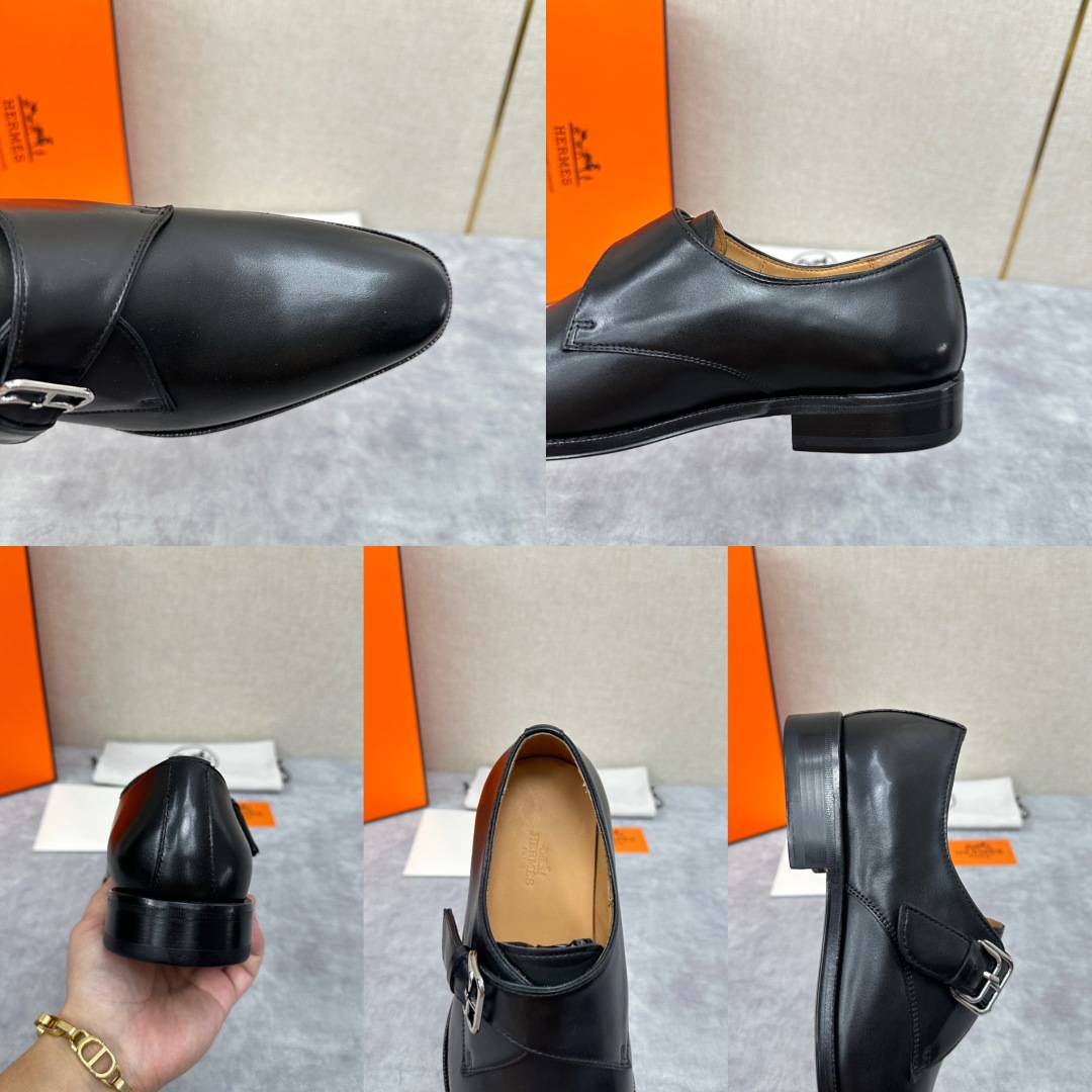 💋💍H家新品   Herme* H 爱马-仕  男士正装鞋皮鞋       单搭扣孟克鞋     采用进