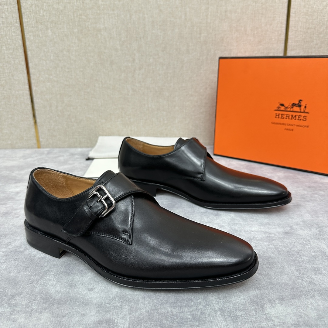💋💍H家新品   Herme* H 爱马-仕  男士正装鞋皮鞋       单搭扣孟克鞋     采用进