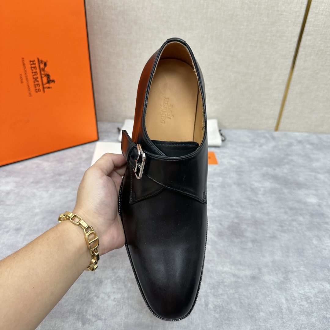 💋💍H家新品   Herme* H 爱马-仕  男士正装鞋皮鞋       单搭扣孟克鞋     采用进