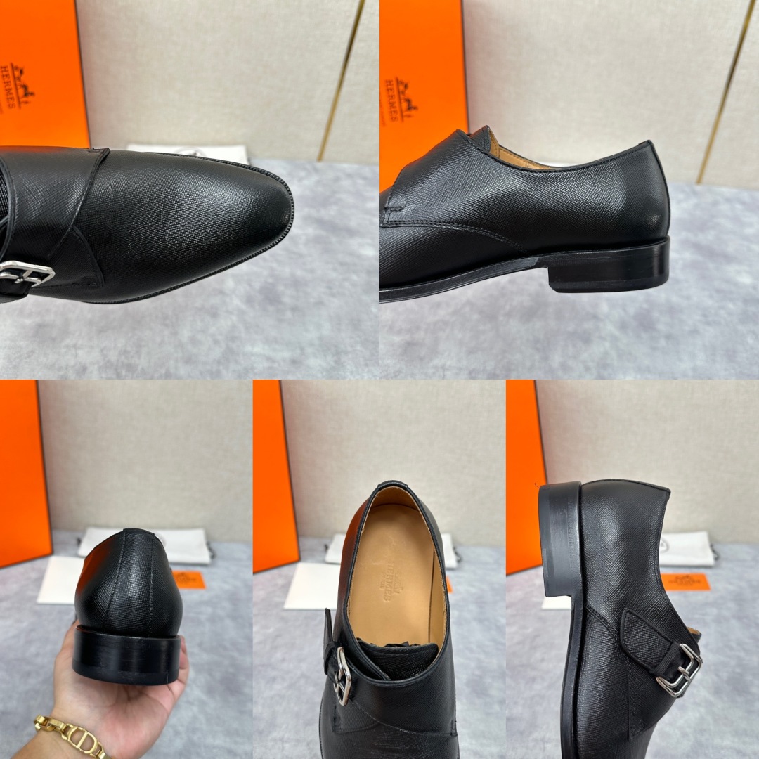 💋💍H家新品   Herme* H 爱马-仕  男士正装鞋皮鞋       单搭扣孟克鞋     采用进