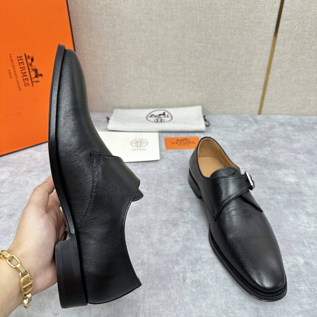 💋💍H家新品   Herme* H 爱马-仕  男士正装鞋皮鞋       单搭扣孟克鞋     采用进