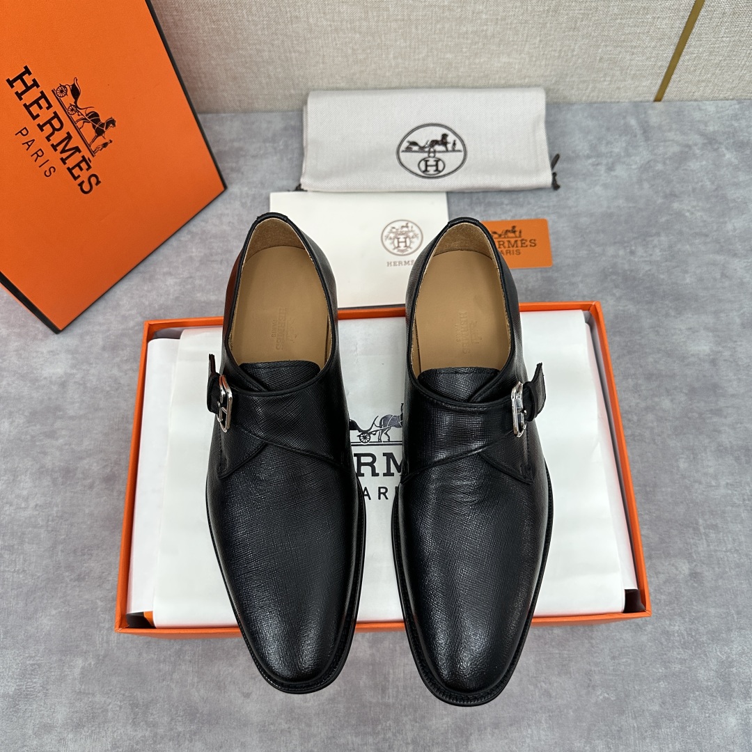 💋💍H家新品   Herme* H 爱马-仕  男士正装鞋皮鞋       单搭扣孟克鞋     采用进