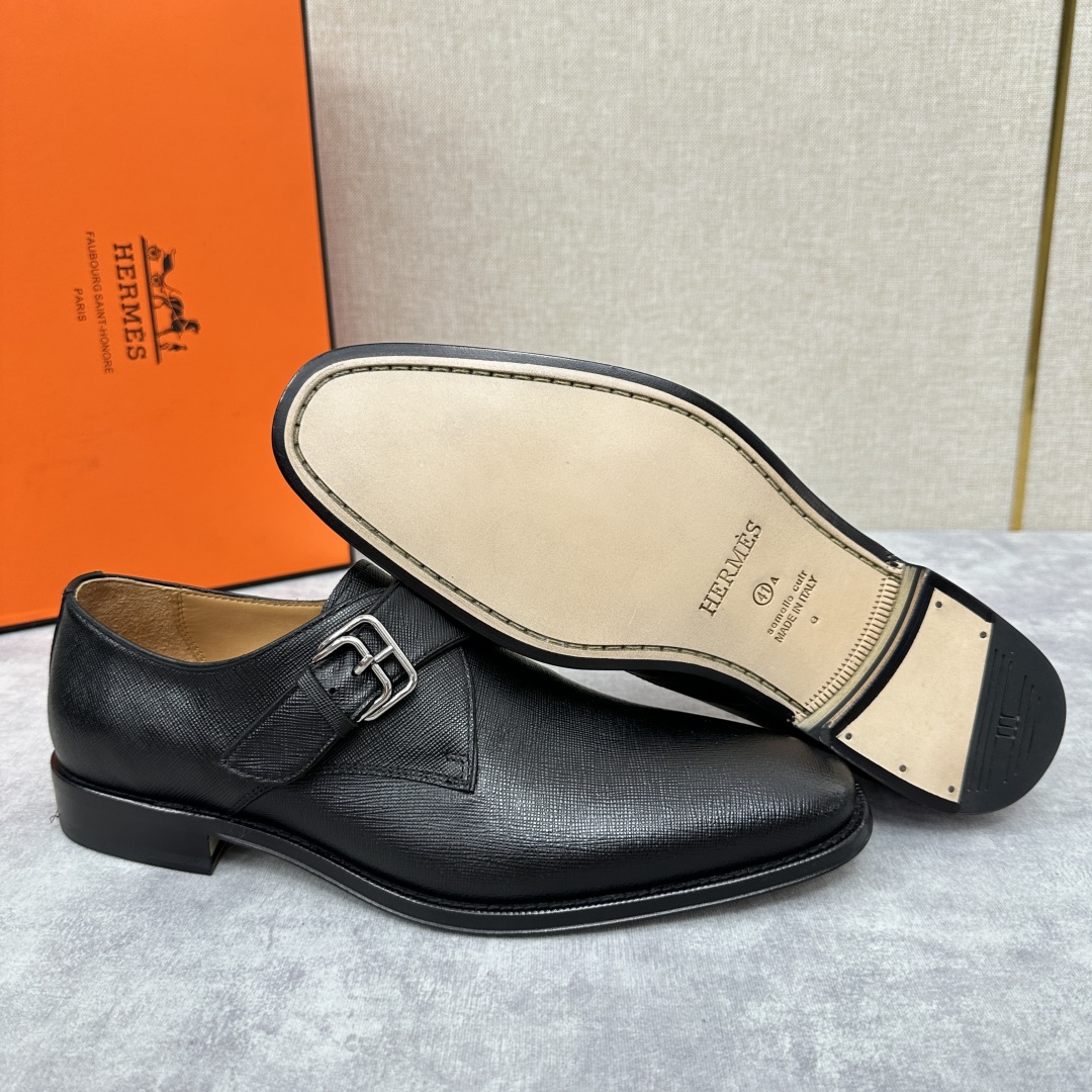 💋💍H家新品   Herme* H 爱马-仕  男士正装鞋皮鞋       单搭扣孟克鞋     采用进