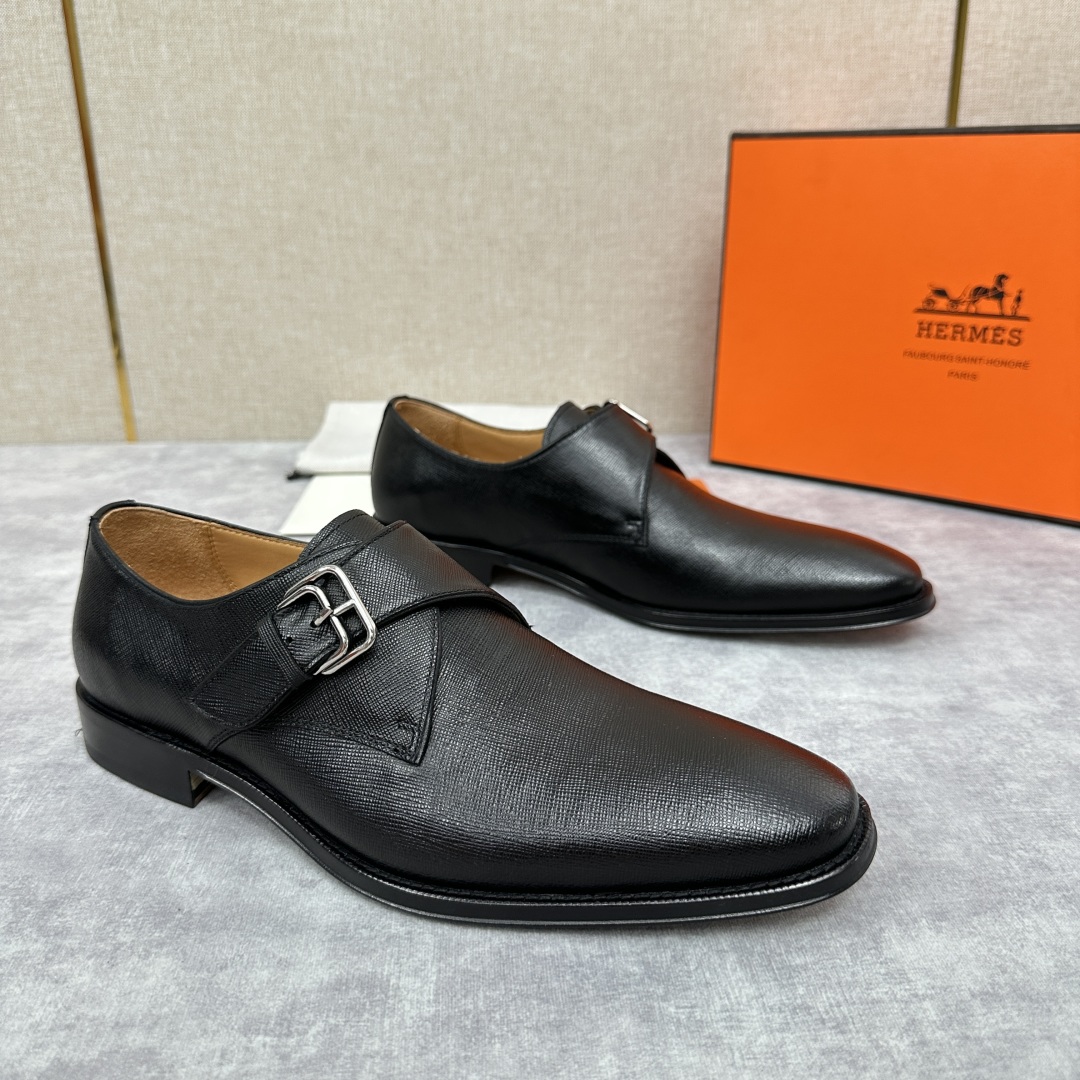 💋💍H家新品   Herme* H 爱马-仕  男士正装鞋皮鞋       单搭扣孟克鞋     采用进