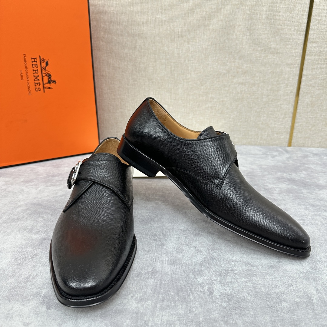 💋💍H家新品   Herme* H 爱马-仕  男士正装鞋皮鞋       单搭扣孟克鞋     采用进