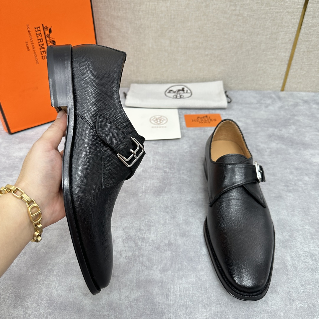 💋💍H家新品   Herme* H 爱马-仕  男士正装鞋皮鞋       单搭扣孟克鞋     采用进