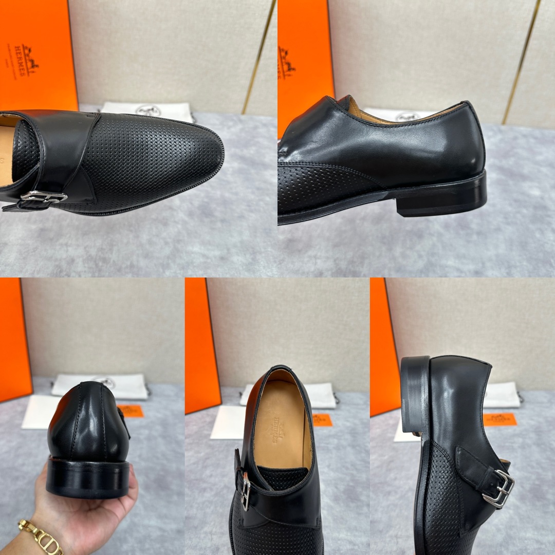 💋💍H家新品   Herme* H 爱马-仕  男士正装鞋皮鞋       单搭扣孟克鞋     采用进