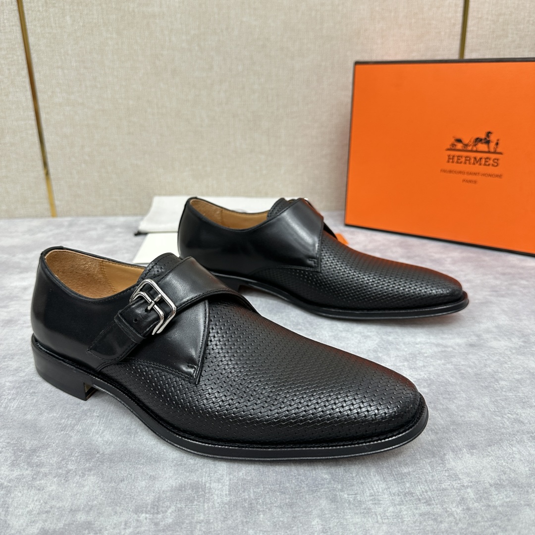 💋💍H家新品   Herme* H 爱马-仕  男士正装鞋皮鞋       单搭扣孟克鞋     采用进