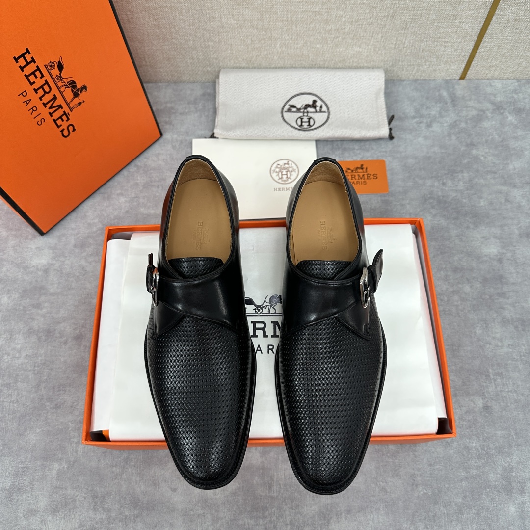 💋💍H家新品   Herme* H 爱马-仕  男士正装鞋皮鞋       单搭扣孟克鞋     采用进