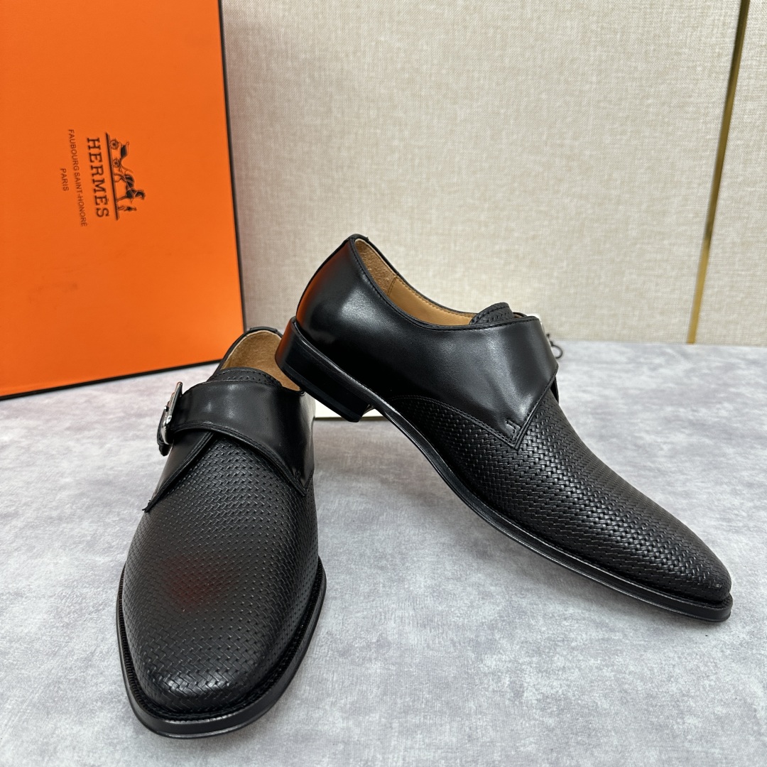 💋💍H家新品   Herme* H 爱马-仕  男士正装鞋皮鞋       单搭扣孟克鞋     采用进