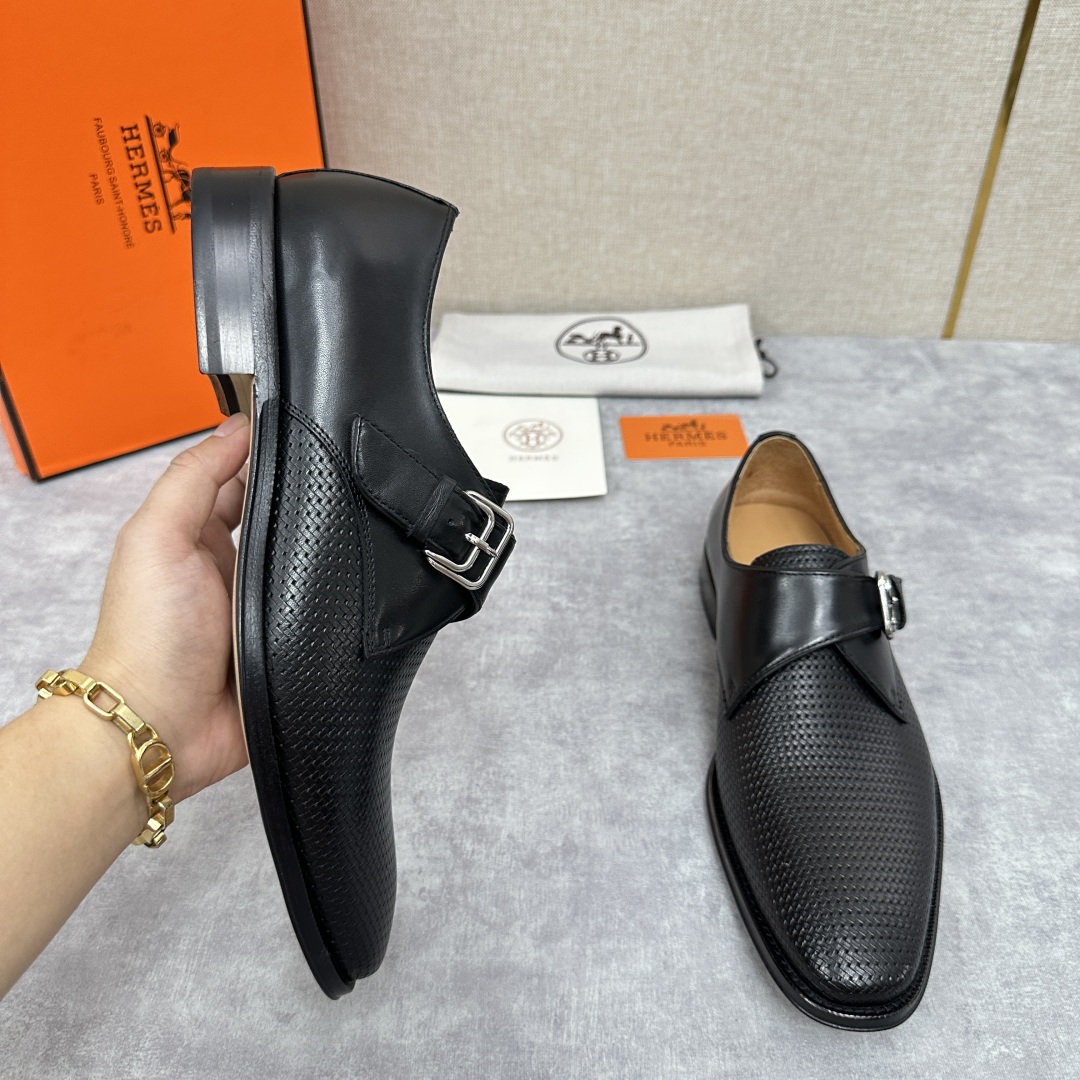 💋💍H家新品   Herme* H 爱马-仕  男士正装鞋皮鞋       单搭扣孟克鞋     采用进