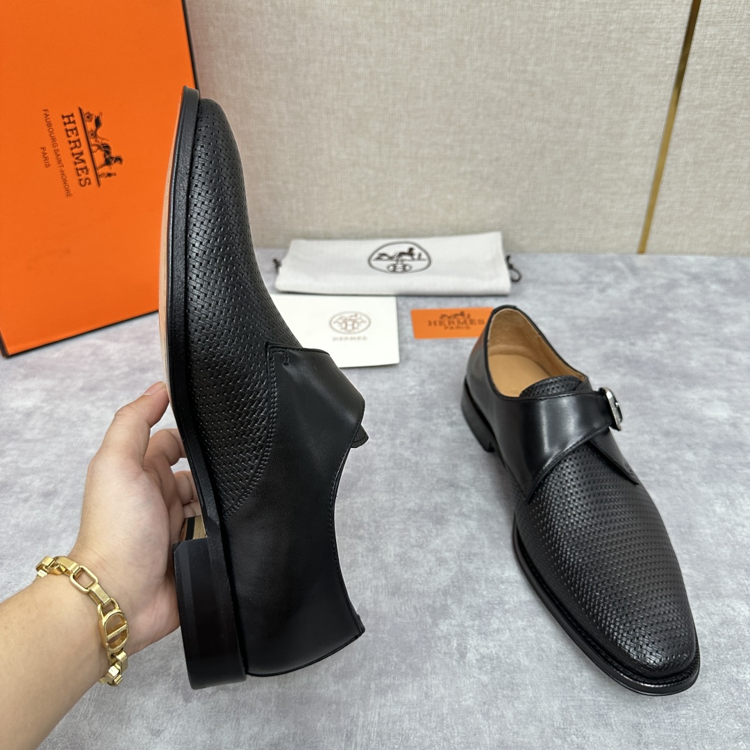 💋💍H家新品   Herme* H 爱马-仕  男士正装鞋皮鞋       单搭扣孟克鞋     采用进