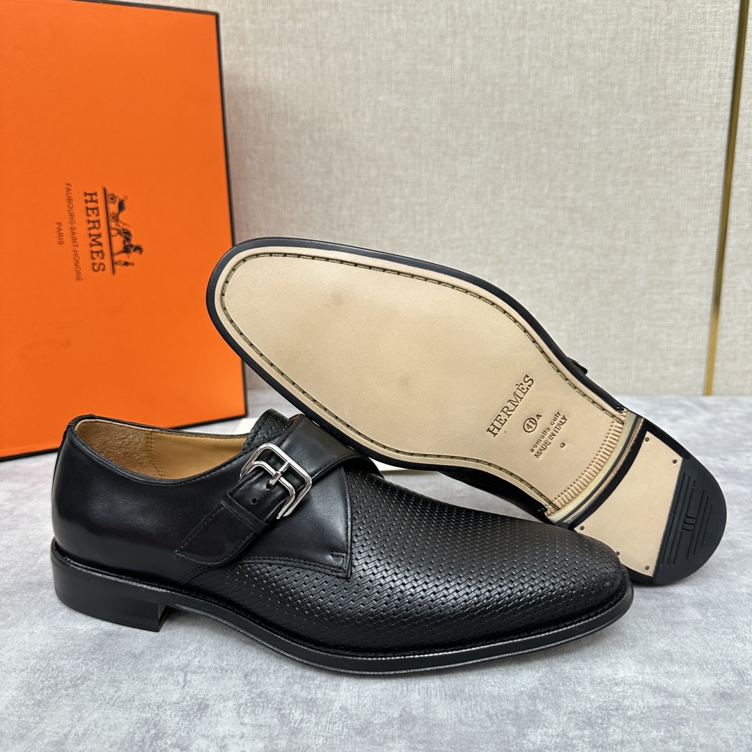 💋💍H家新品   Herme* H 爱马-仕  男士正装鞋皮鞋       单搭扣孟克鞋     采用进