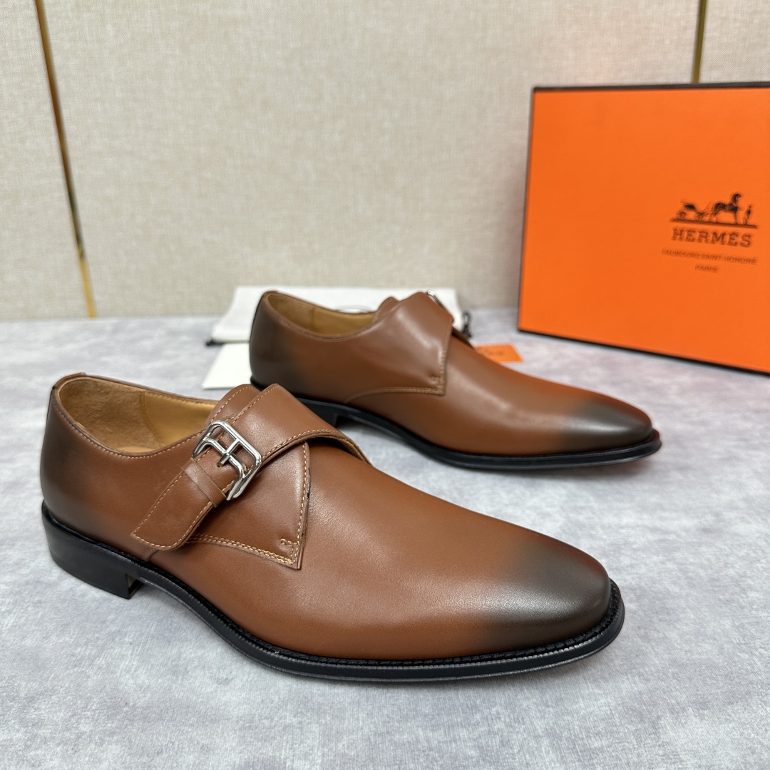 💋💍H家新品   Herme* H 爱马-仕  男士正装鞋皮鞋       单搭扣孟克鞋     采用进