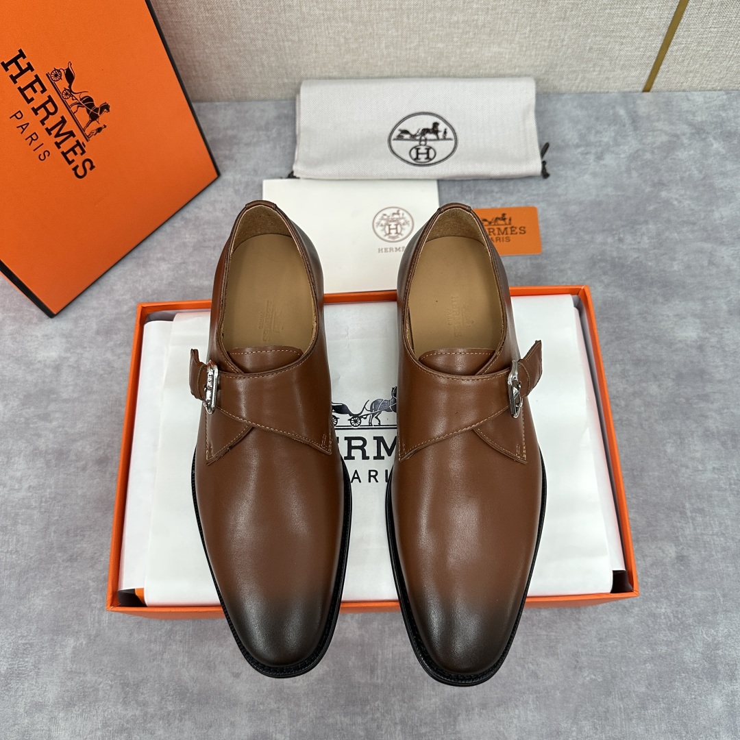 💋💍H家新品   Herme* H 爱马-仕  男士正装鞋皮鞋       单搭扣孟克鞋     采用进
