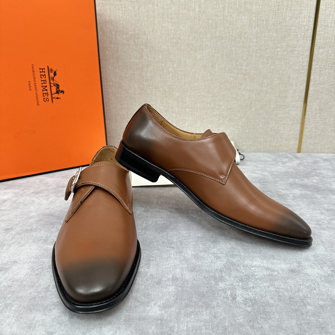 💋💍H家新品   Herme* H 爱马-仕  男士正装鞋皮鞋       单搭扣孟克鞋     采用进