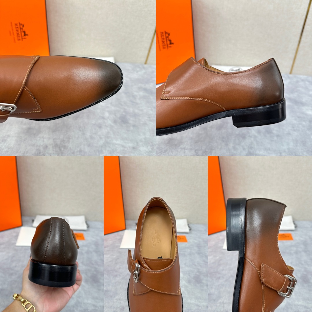 💋💍H家新品   Herme* H 爱马-仕  男士正装鞋皮鞋       单搭扣孟克鞋     采用进