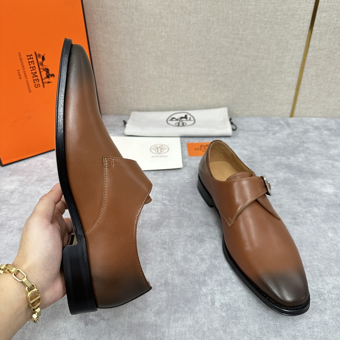 💋💍H家新品   Herme* H 爱马-仕  男士正装鞋皮鞋       单搭扣孟克鞋     采用进