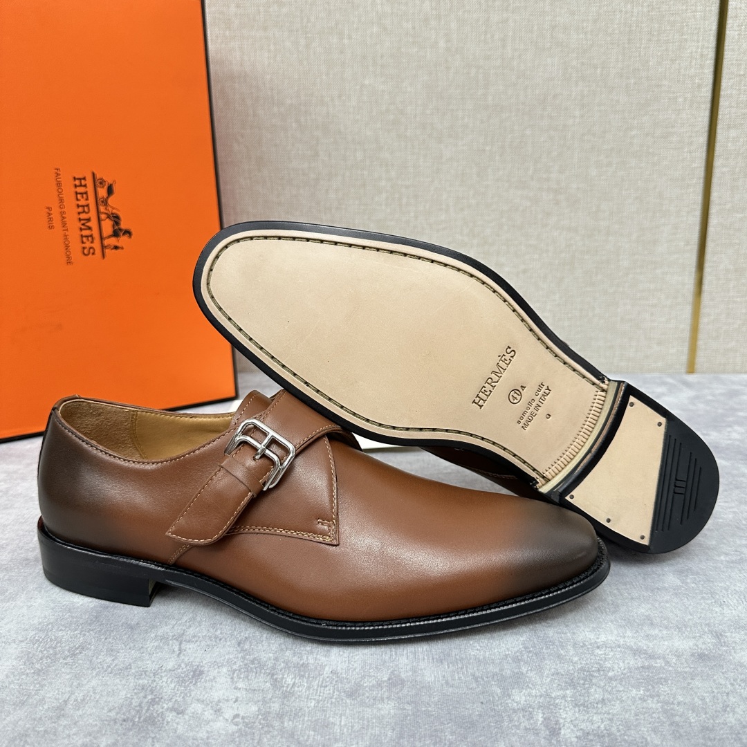 💋💍H家新品   Herme* H 爱马-仕  男士正装鞋皮鞋       单搭扣孟克鞋     采用进
